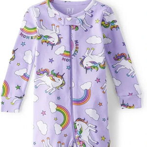 The Children's Place Girls' Long Sleeve Zip-Front Lovely  Lavender Unicorn